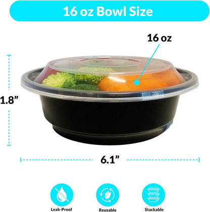 Reli. Meal Prep Bowls w/Lids - 50 Pack (16 oz) To Go Containers