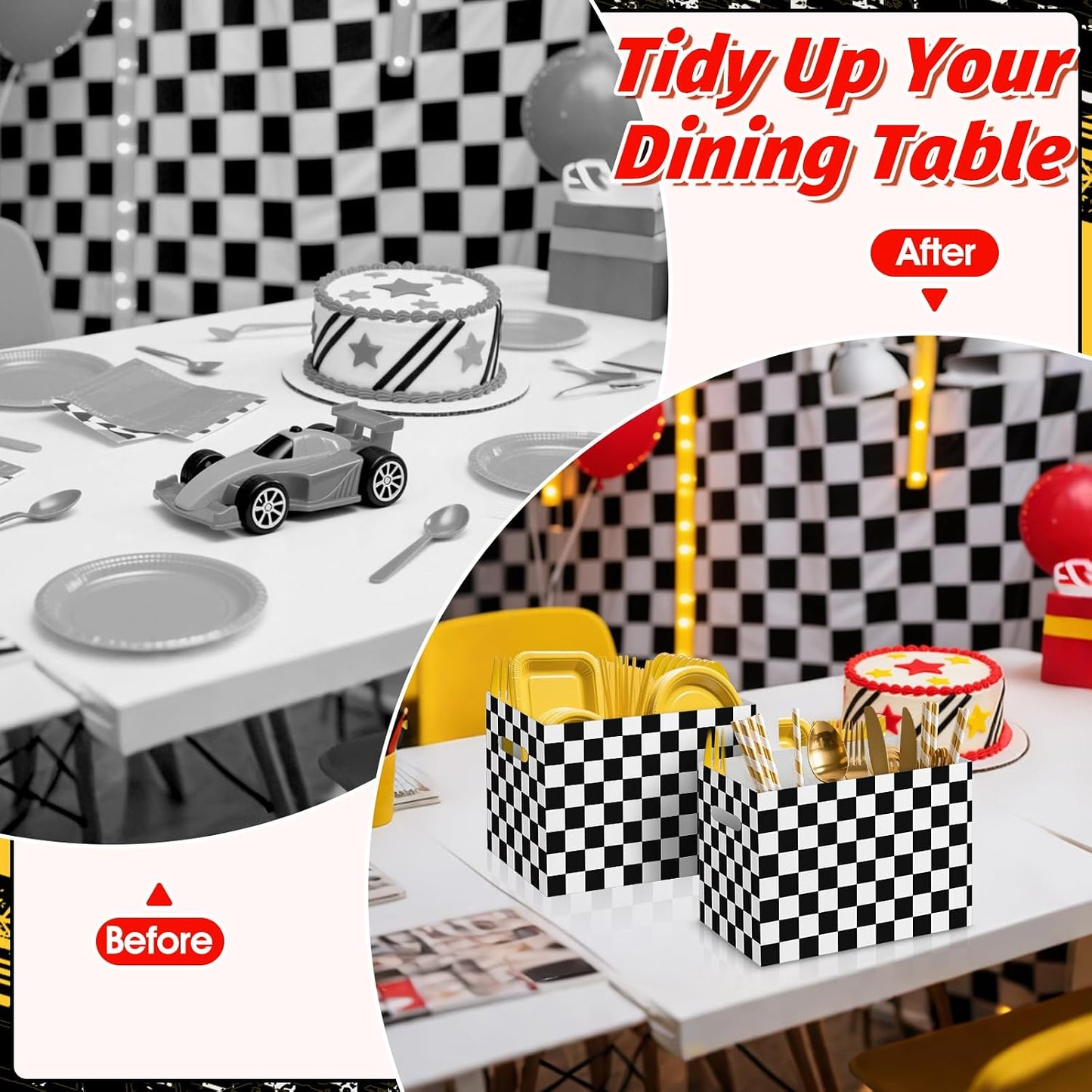 2PCS Red Gingham Utensil Holder Paper Utensil Caddy for Gingham Party Supplies Disposable Cutlery Holder with Handles Party Favors Cutlery Caddy for Red and White Checkered Birthday Decorations