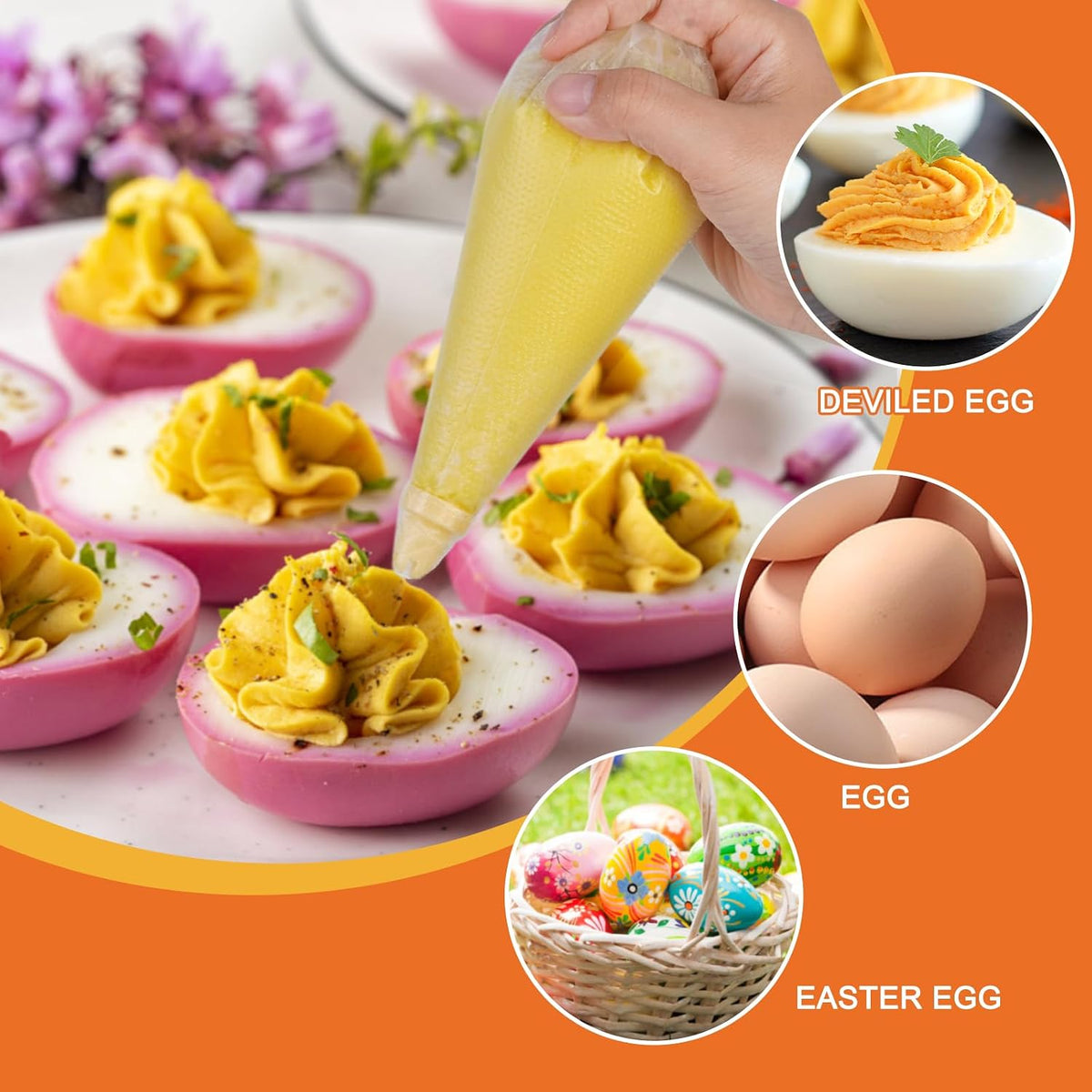3pcs Deviled Egg Containers with Lid 8Pcs Deviled Egg Injector Piping Tool