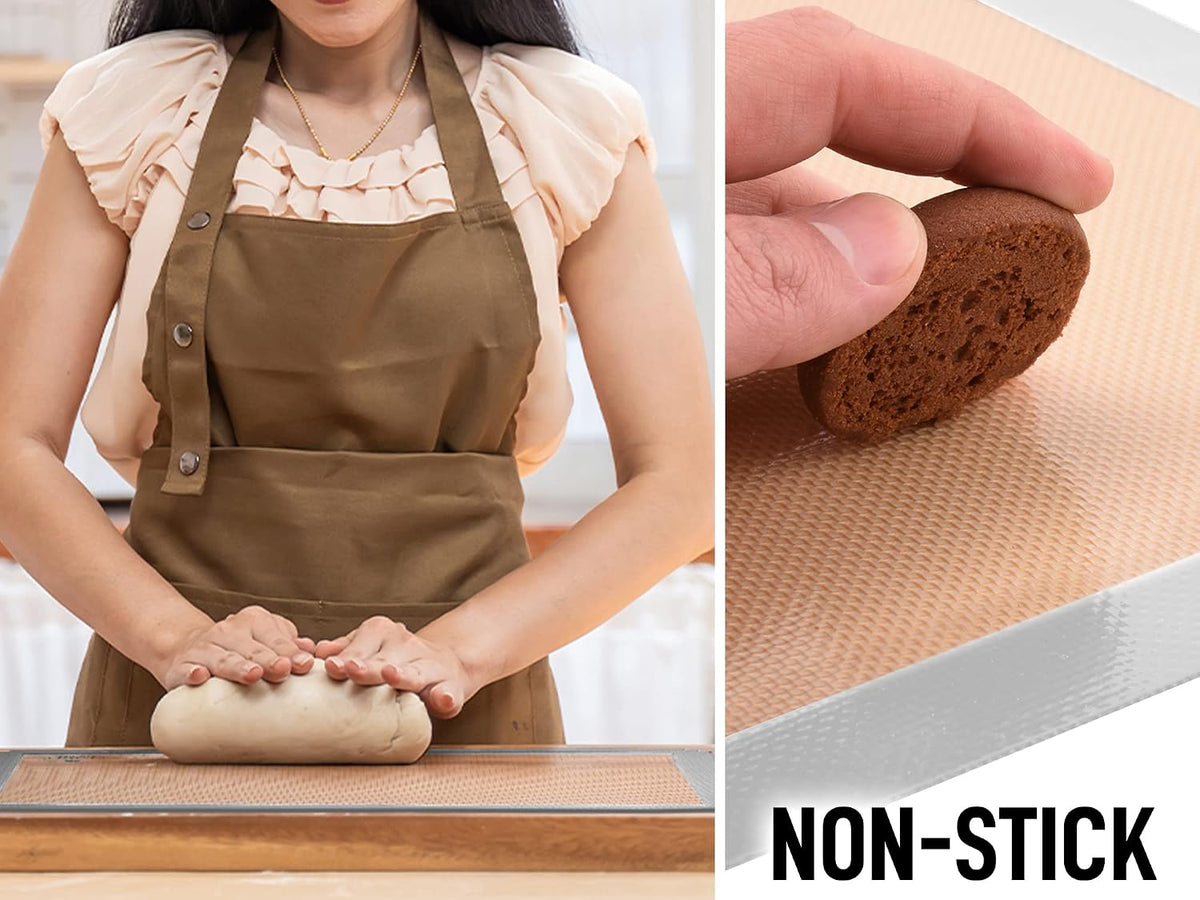 Zulay Kitchen Silicone Baking Mat – 16.5"×11.6" BPA-Free Reusable Baking Sheet, Heat Resistant 480°F – Non-Slip Border, Perfect for Cookies, Bread, Pastries & Oven Use - (Dark Gray)