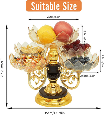 Multi-layer Fruit Tray Rotatable Candy Tray Plastic Fruit Rack Snack Display Bowl for Table Decoration Table Organizer (Yellow)