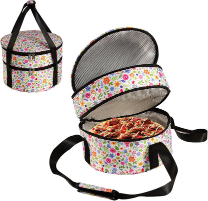 Casserole Carrier,Insulated Pie Carrier with Lid and Handle,Pie Carrier for Transport Pie Holders for Multiple Pies,Pie Carrying Case Casserole Carriers for Hot or Cold Food Picnic Pizza.12.5 Inch