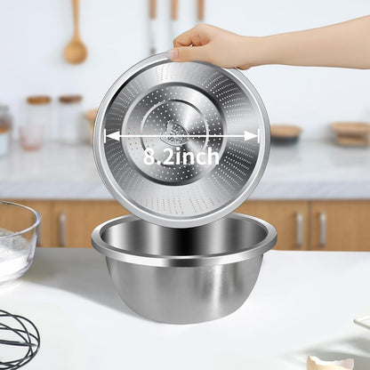 Gulex Colander Stainless Steel 3-quart with Bowls,Strainer for Kitchen(2PC)