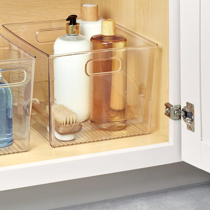 iDesign Storage Bin with Handles, 12" x 10" x 8", Clear | For Kitchen, Pantry, Cabinet, Nursery, Crafts