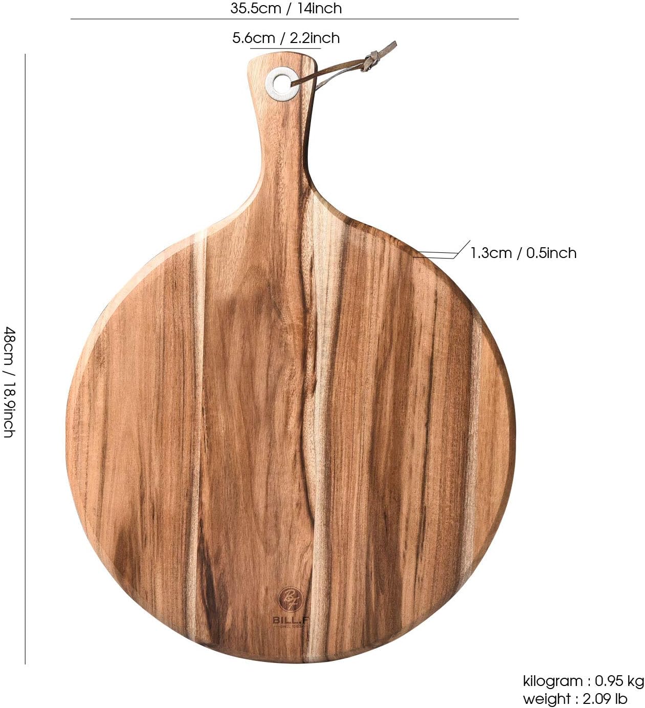 BILL.F Acacia Pizza Peel, Set of 3 Acacia Wood Cutting Board 8" 10" 12" Inch Cutting Board, Cheese Paddle Board, Bread and Crackers Platter for Serving and Minor Food Prepare with Handle and Organizer