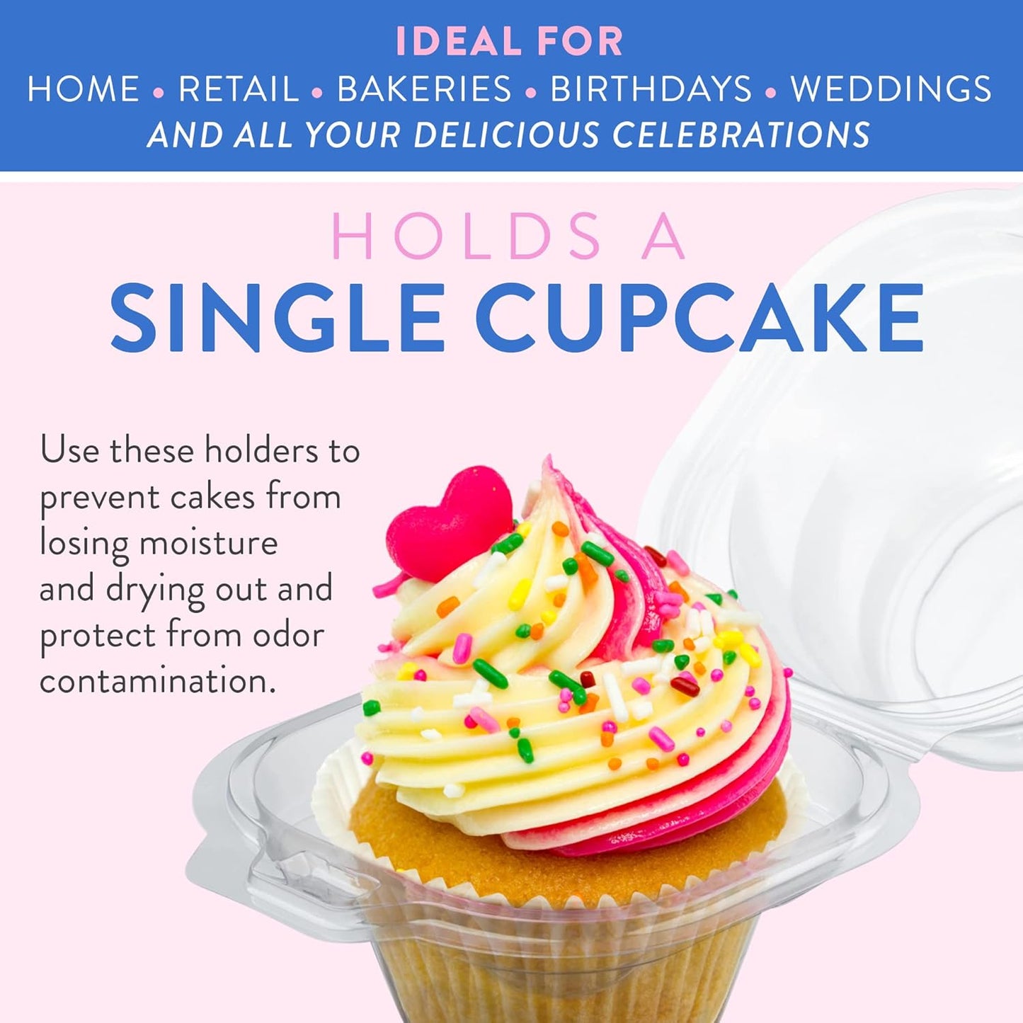 Plastic Cupcake Containers Boxes | 12 Compartment – 8 Pack | Disposable High Dome Dozen Cupcake Holder With Lid Bulk | Extra Sturdy Stackable Cupcake Boxes | Durable Muffin Packaging Transporter To Go