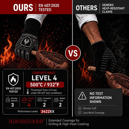 BBQ & Grill Gloves, Oven Gloves Heat Resistant, 1 Pair, Red (L)
