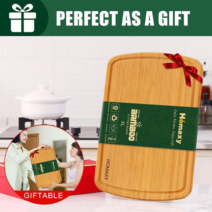 Homaxy Extra Large Bamboo Cutting Boards for Kitchen, 18x12.5" Wood XL Cutting Board with Juice Groove, Butcher Block Wooden Chopping Board for Kitchen, Meat, Cheese, Fruit & Vegetables - Pre Oiled