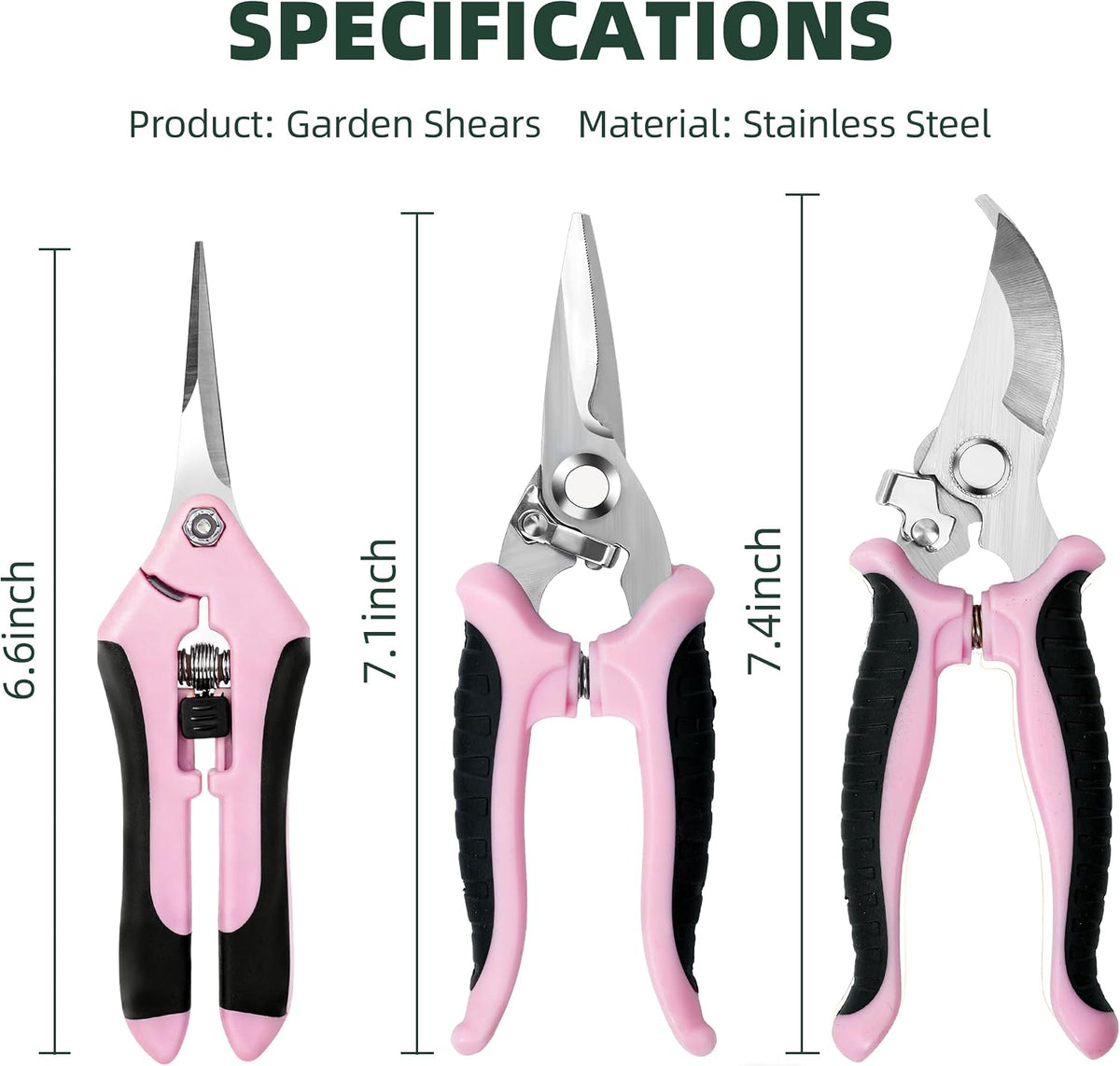 EWPJDK 3 Pack Garden Pruning Shears Scissors Clippers Stainless Steel