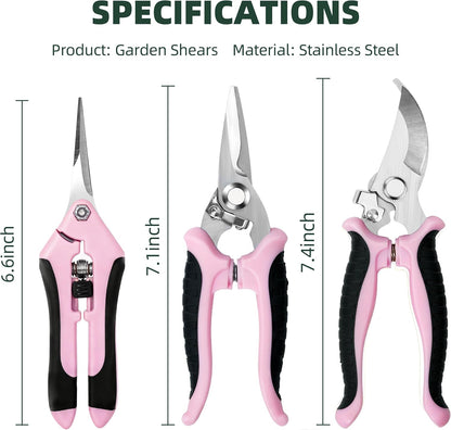 EWPJDK 3 Pack Garden Pruning Shears Scissors Clippers Stainless Steel
