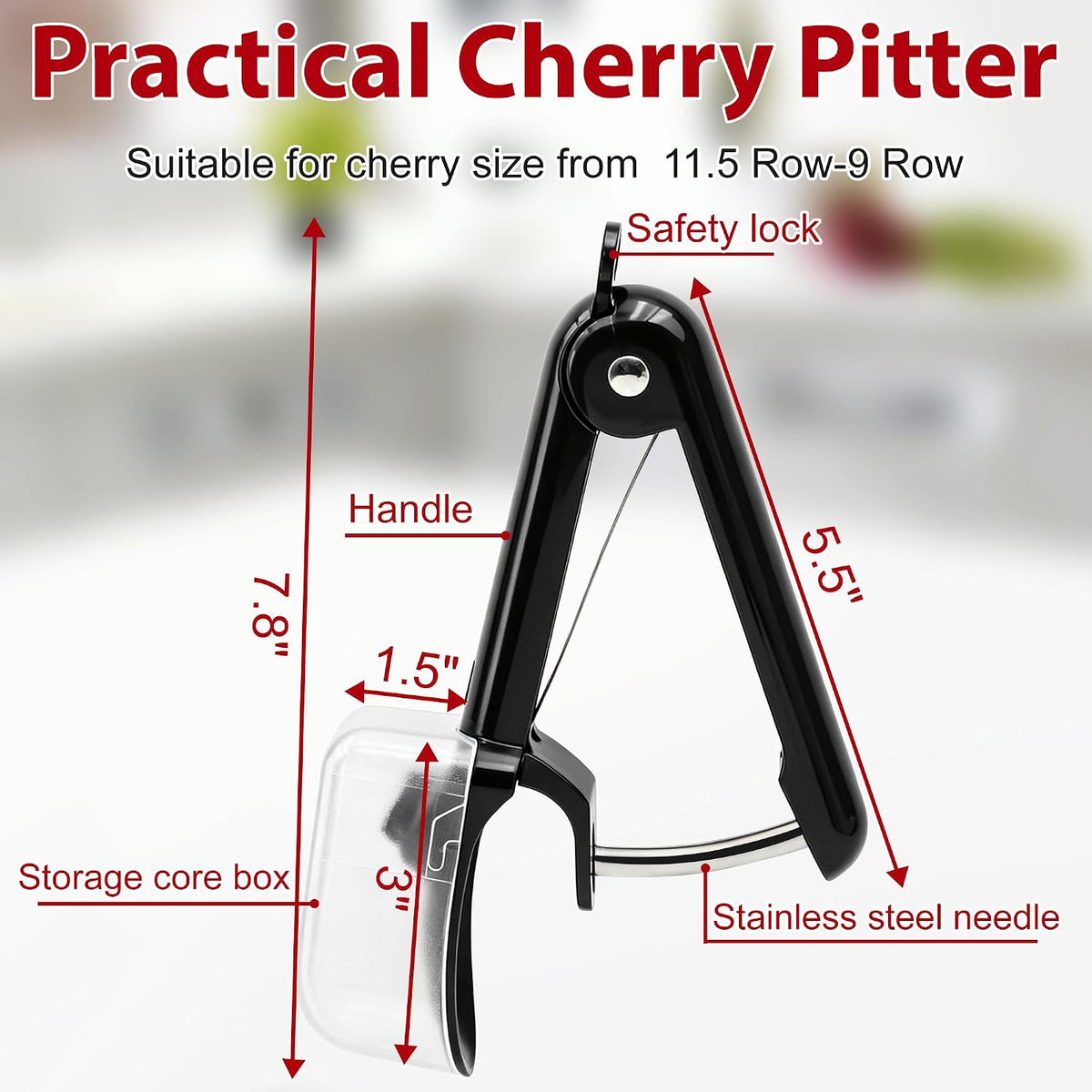 Cherry Pitter with Storage Box| Handheld Cherry Pit Olive Seed Remover Tool