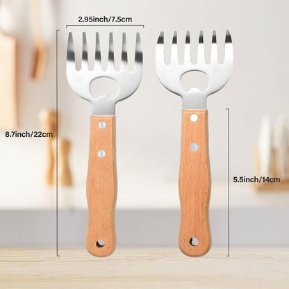 Meat Shredder Claws with Long Wooden Handles