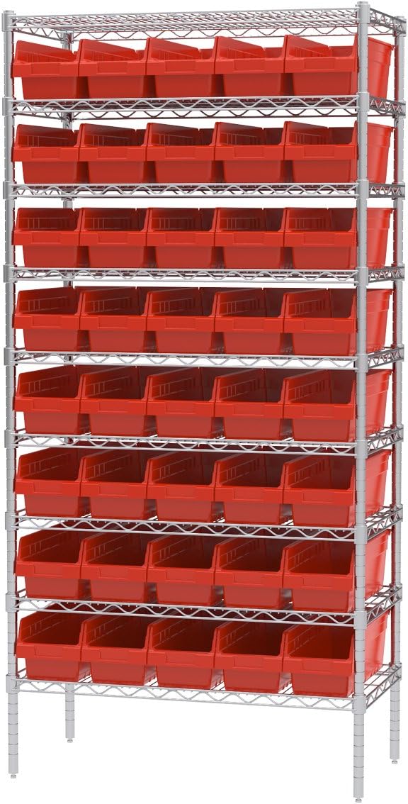 Akro-Mils 30098 ShelfMax Plastic Nesting Shelf Bin Box, 18-Inch Length x 6.75-Inch Width x 6-Inch Height, Clear (10-Pack)