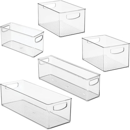 iDesign Stackable Pantry Bins with Handles, 4 Small and 4 Medium Bins, 8 Pack, Clear, Made in USA