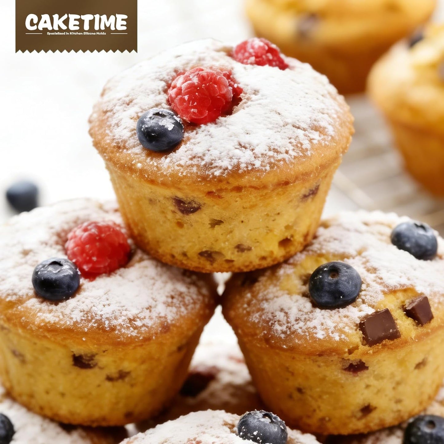 CAKETIME 12 Cups Silicone Muffin Pan - Nonstick Cupcake Pan 1 Pack Regular Size Silicone Mold for Baking