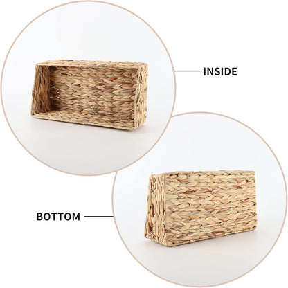 YAHUAN Hand Woven Water Hyacinth Baskets for Organizing Woven Trapezoid Basket Pantry Baskets Trapezoid Storage Bin for Shelves, Pantry, Closet and Home Decor (Water Hyacinth)