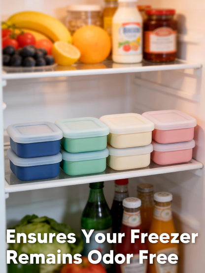 8 PCS 2 Cup Silicone Freezer Molds with Lid, Meal Prep Freezer Molds Silicone Freezer Containers Reusable Food Preserving Tray Freezing Ice Trays for Soups Sauces Stews
