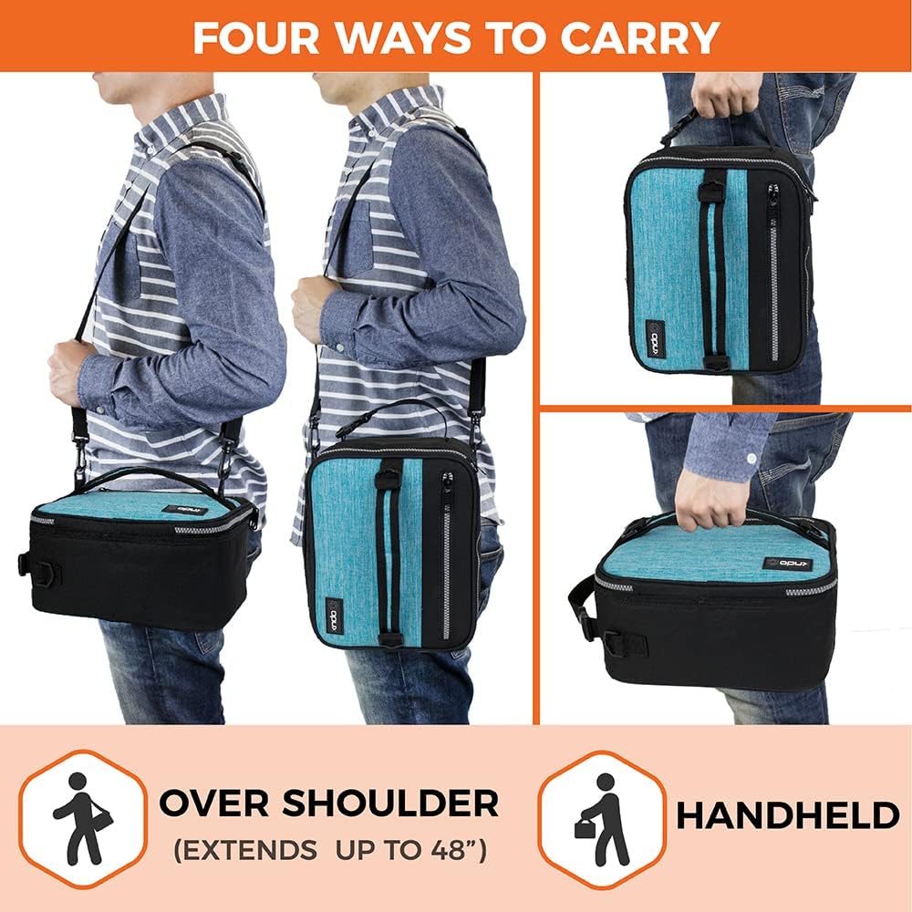 opux Insulated Lunch Box for Men Women Adult, Compact Lunch Bag for Kids Boy Girl Teen, Soft Lunch Cooler Bag for Work School, Leakproof Lunchbox Lunch Pail with Clip-on Buckle, Grey Flowers