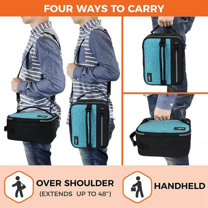 opux Insulated Lunch Box for Men Women Adult, Compact Lunch Bag for Kids Boy Girl Teen, Soft Lunch Cooler Bag for Work School, Leakproof Lunchbox Lunch Pail with Clip-on Buckle, Grey Flowers
