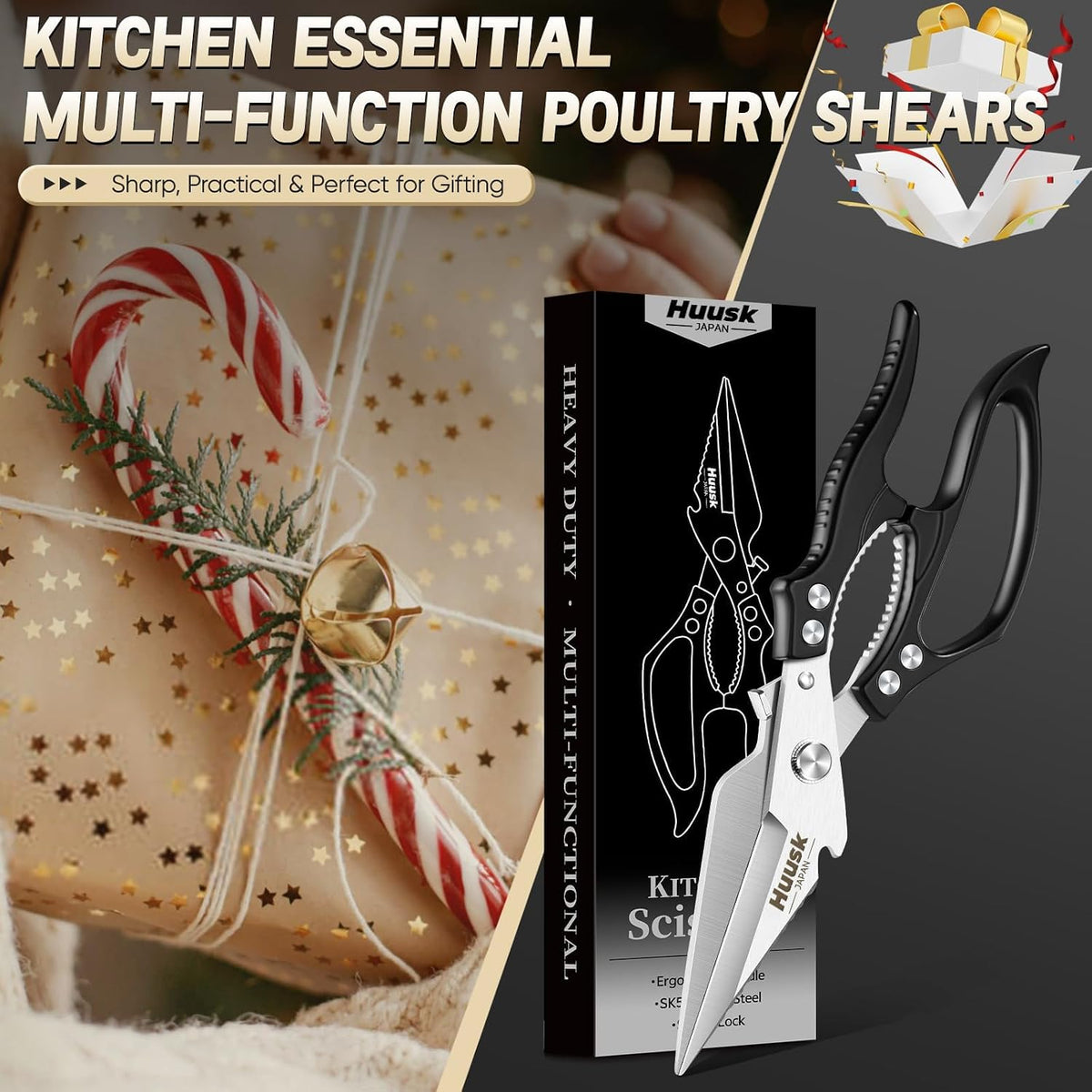Huusk Poultry Shears Heavy Duty – All Purpose Japanese Kitchen Scissors