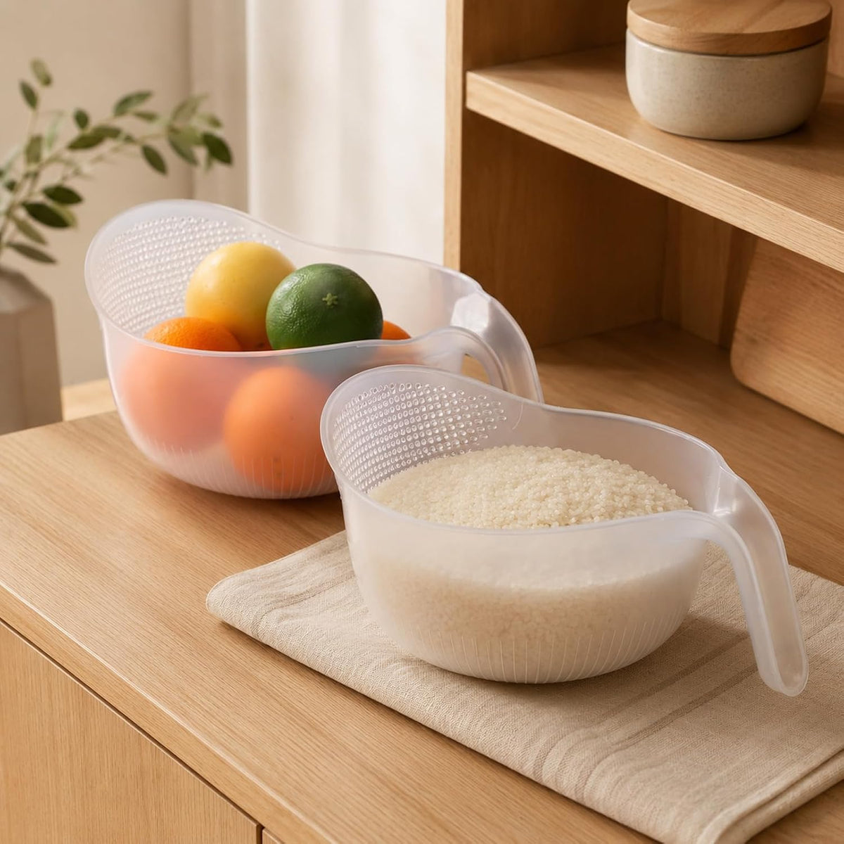 2-In-1 Rice Strainer Lightweight Rice Washer Strainer Bowl