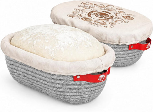 RICCLE Banneton Bread Proofing Basket, 2 Oval Sourdough Banneton Baskets