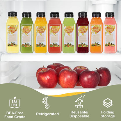 30pcs 10oz Empty Plastic Juice Bottles with Caps Reusable Food Grade Drink Bottles with Leak-Proof Tamper Evident Caps Bulk Clear Beverage Containers for Homemade Drinks Smoothie Milk