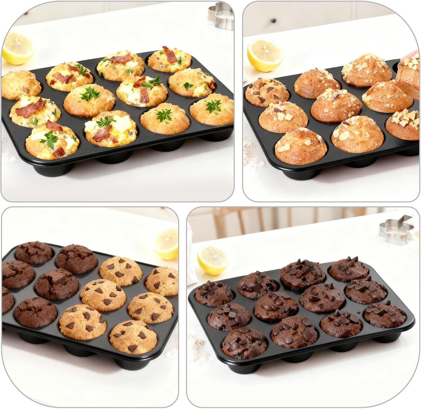 Silicone Muffin Pan for Baking: 12 Cup Muffin Pan with Metal Reinforced Frame, Regular Size Cupcake Egg Bites Molds for Baking, BPA Free Silicone Muffin Tray, Dishwasher Safe (1 Pack, Red)