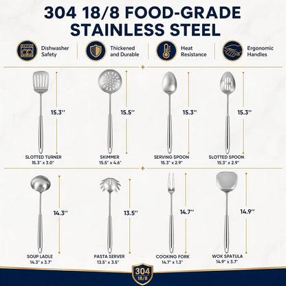 Newness Soup Ladle, [Rustproof, Heat Resistance, Integral Forming] Resilient 304 Stainless Steel Soup Spoon with Vacuum Ergonomic Round Handle, Cooking Spoon for Kitchen, 13.7 Inches