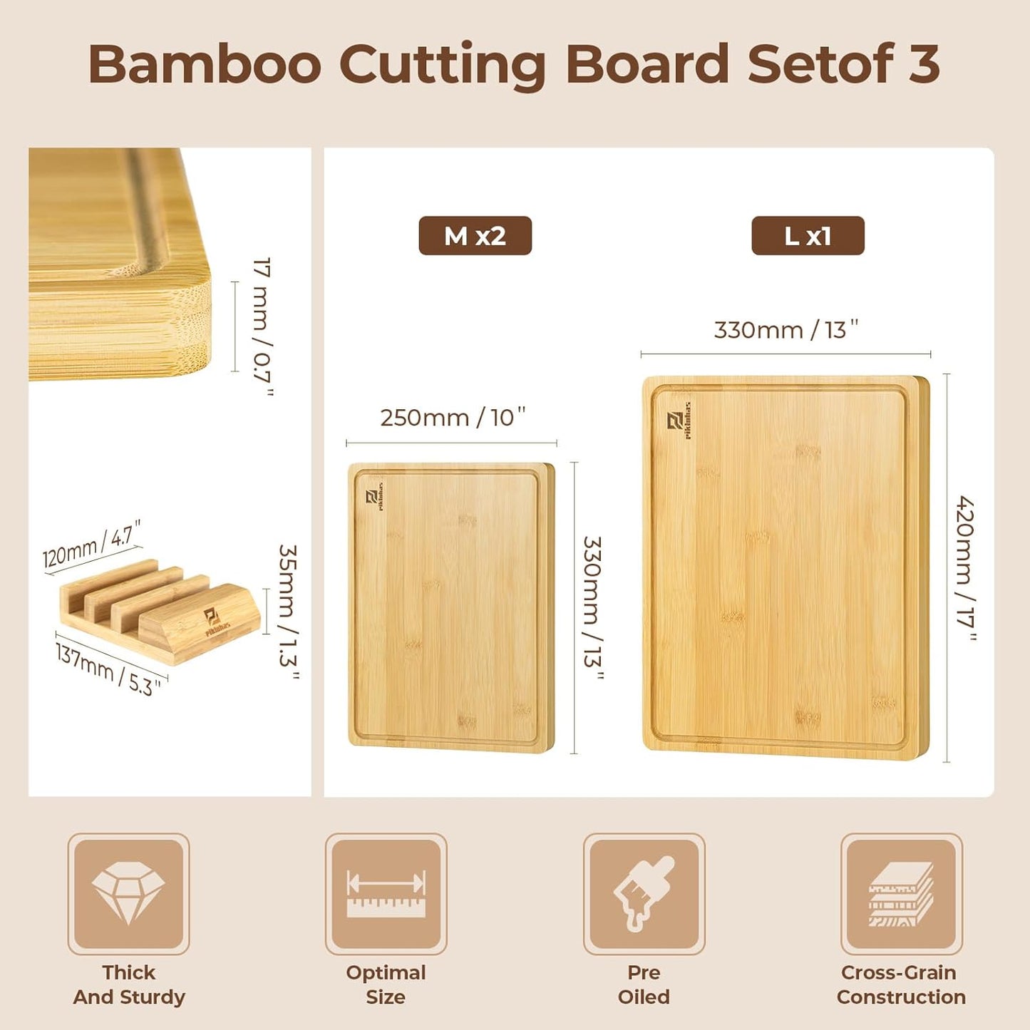 Cutting Boards Large Set of 7, Acacia Wood Charcuterie Chopping Board for Kitchen with Holder Non Slip Feet, Plastic Serving Board Mats, Juice Groove, Reversible Butcher Block for Meat Cheese Bread