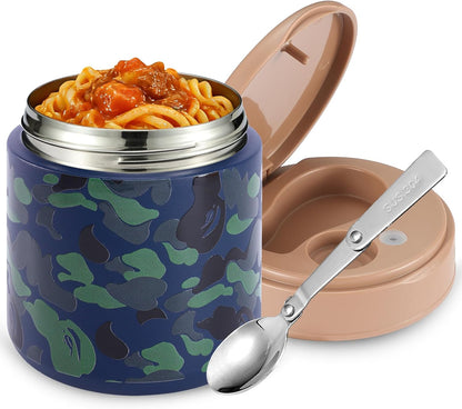 Thermo for Hot Food Kids - 15.2oz, Leak Proof Insulated Food Jar, Soup Thermo, Insulated Lunch Containers, Termos Para Comida Caliente, Wide Mouth Lunch Box with Folding Spoon and Handle