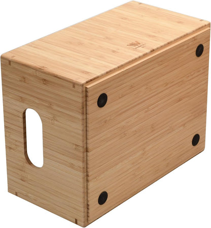 Bamboo Storage Box with Open Front Stackable Bin Organizer to use in kitchen pantries, cabinets and countertops, 14 x 11 x 6.5 inches