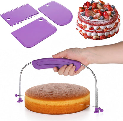 Adjustable Cake Leveler with 3 Cake Scrapers, 9 Height Cake Slicer