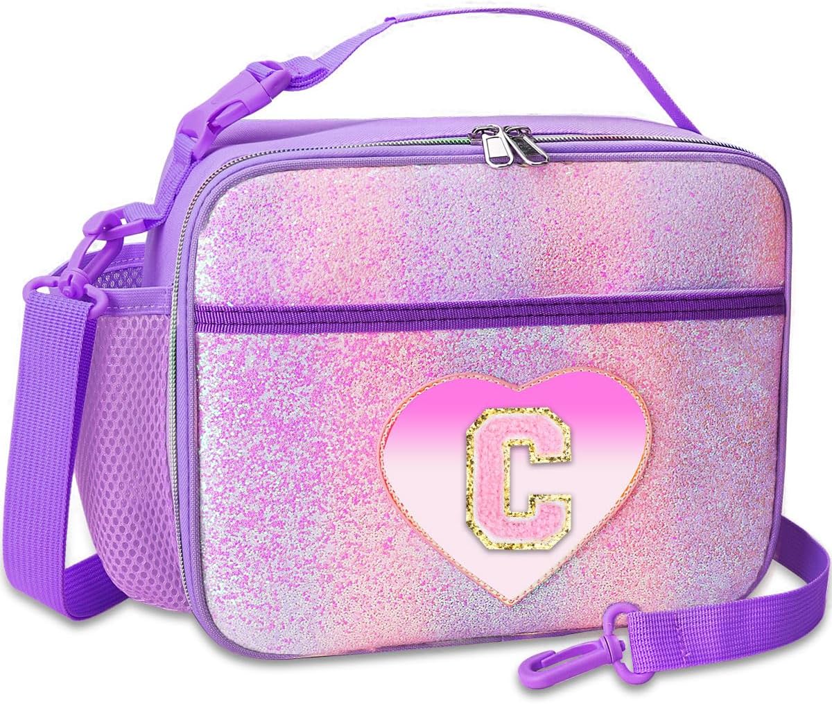 RHCPFOVR Kids Initial Lunch Bag - Insulated Lunch Box for Boys Girls,Washable Lunch Bag and Reusable Toddler Leak-proof Lunchbox for School and Daycare - Colors A