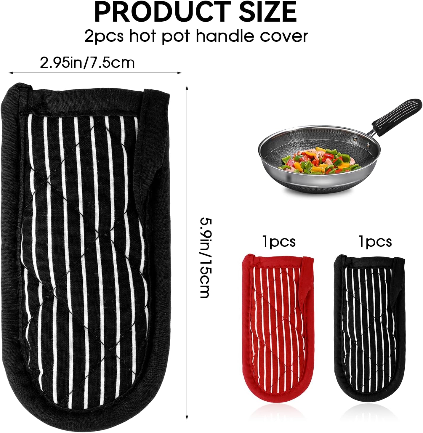 2PCS Hot Handle Covers Cast Iron Skillet Handle Covers Heat Resistant Hot Handle Holders Non-Slip Machine Washable Handle Mitts for Kitchen Baking Cooking BBQ Cookwares, Chili