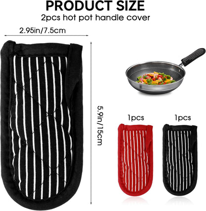 2PCS Hot Handle Covers Cast Iron Skillet Handle Covers Heat Resistant Hot Handle Holders Non-Slip Machine Washable Handle Mitts for Kitchen Baking Cooking BBQ Cookwares, Chili