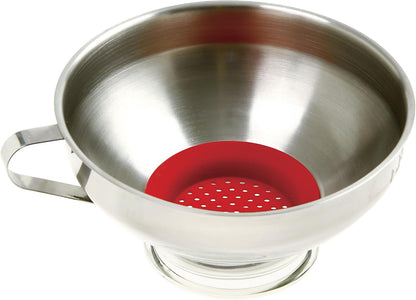 Norpro Stainless Steel Wide Mouth Funnel with Silicone Strainer