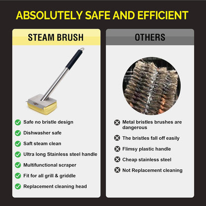XUDAKAIXIN Bristle-Free Steam Grill Brush,No Bristle Shedding— Ultra Safe & Efficient BBQ Grill Cleaner for Outdoor Grill, for Men, Dad, or Any Grill Lover﻿