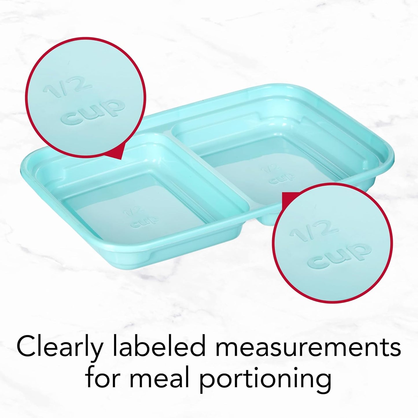GoodCook 2-Compartment Food Storage Container Set with Snap-Shut Lids, Reusable Divided Snack Containers with Lids, Set of 10, Blue