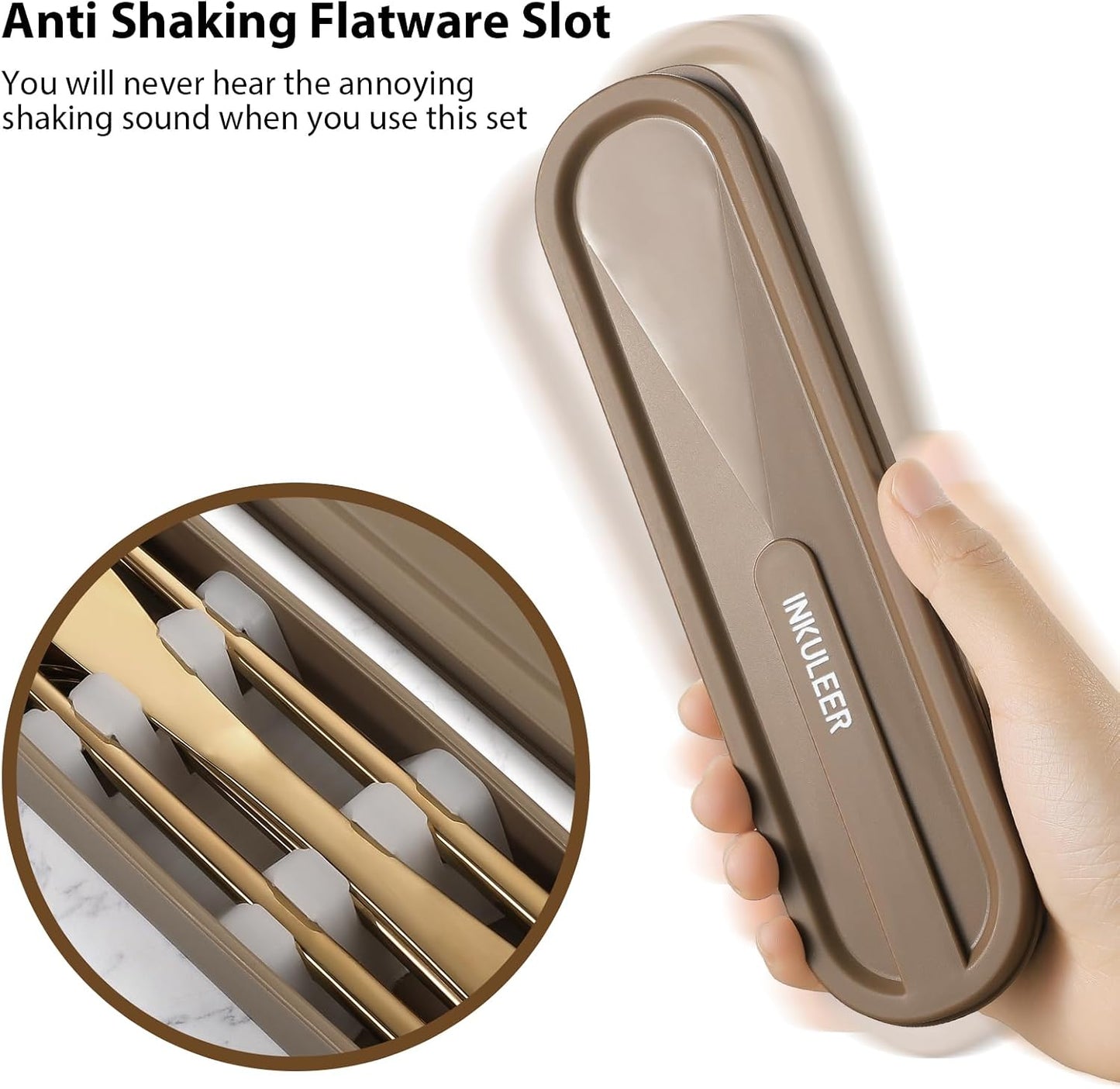 Travel cutlery set, 18/8 stainless steel cutlery, Reusable utensils set with case, Portable Silverware Lunch Box for Camping and Office (Green/knife set)