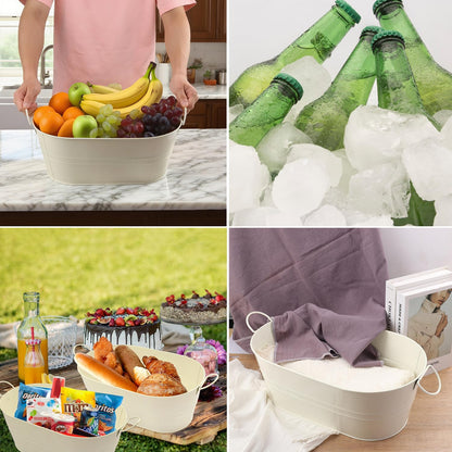 3 PCS 15.3 x 9 x 6 inches Black Metal Galvanized Tub with Handles, 3 Gallon Galvanized Beverage Tubs for Parties, Large Metal Drink Ice Buckets for Beer, Wine, Cocktails & Outdoor Events