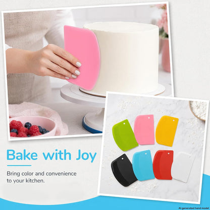 7 Dough Scrapers for Baking, Flexible Bowl Scraper with Dough Cutter Edge