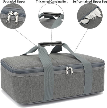 GYEUKHAM Insulated Casserole Carrier Bag - Large Portable Hot and Cold Food Storage Tote with Handles Thermal Bag for Parties, Picnics, Camping, Travel,Fits 9"x13" Baking Dish,Grey