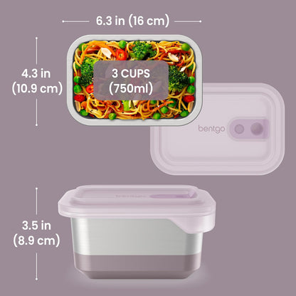 Bentgo MicroSteel Heat & Eat Container – Microwave-Safe, Leak-Proof & Airtight, Easy-to-Clean Lightweight Stainless Steel Reusable Food Storage with Silicone Lid (Snack Size; 2-Cup Capacity; Rose)
