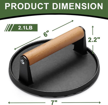 Grill Weight Press Cast Iron, 2.4LB Rectangle Meat Weight Bacon Smash