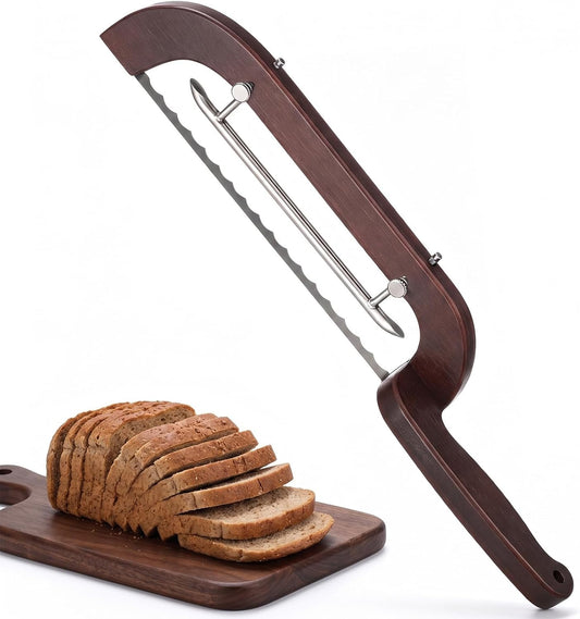 Adjustable Bread Bow Knife, 5 Thickness Settings Bread Slicer with Guide
