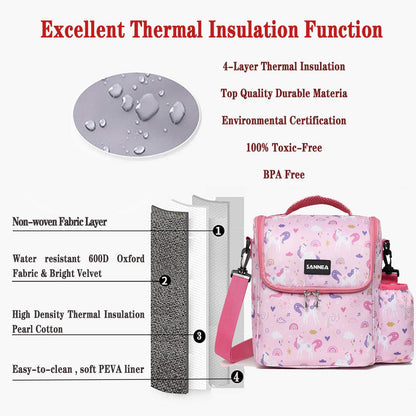 Lunch Bag for Kids Coole Lunch Box Tote for Women Girls Boys Children Student Insulated Bento Bag for School Work Picnic Outdoor Activities