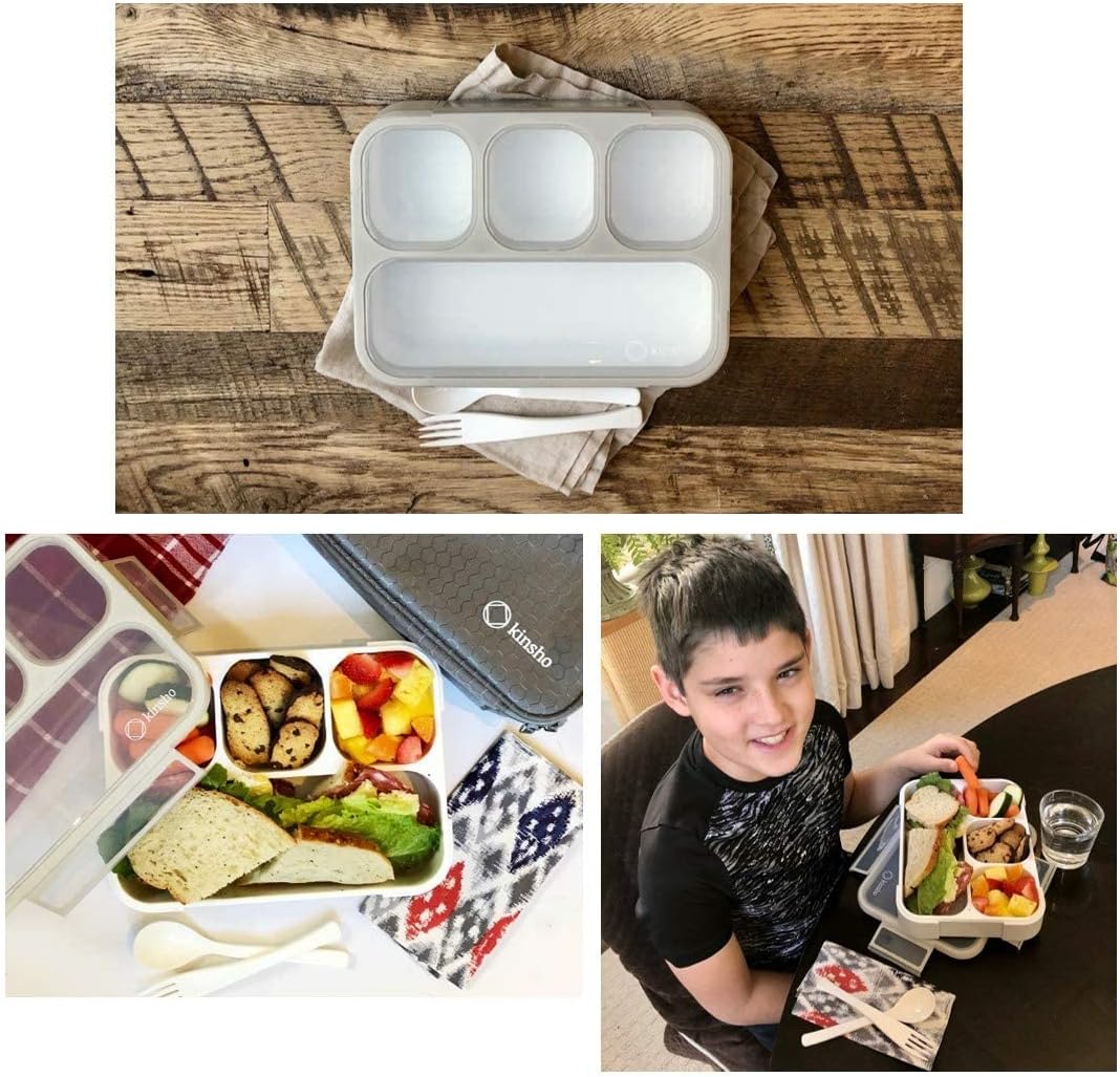 Bento Lunch Box for Kids or Adults, Snack Containers for Boys, Girls, School Daycare Work, 3 Divided Compartments Meal Planning Portion Control, BPA-Free Boxes, Utensils | Blue Purple 2 pack