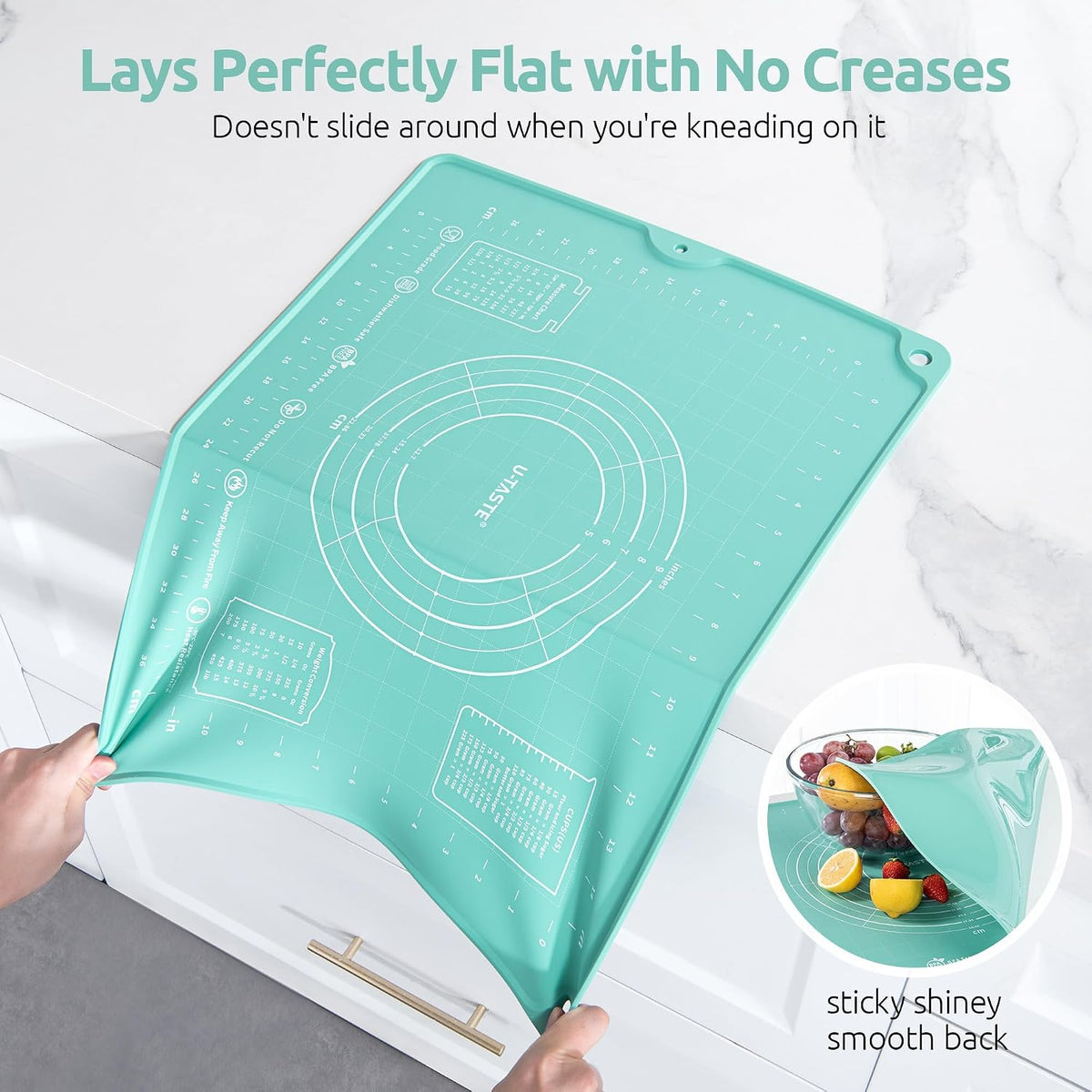 U-Taste Silicone Pastry Mat, Dough Rolling Baking Sheet, 28x20"/Transparent