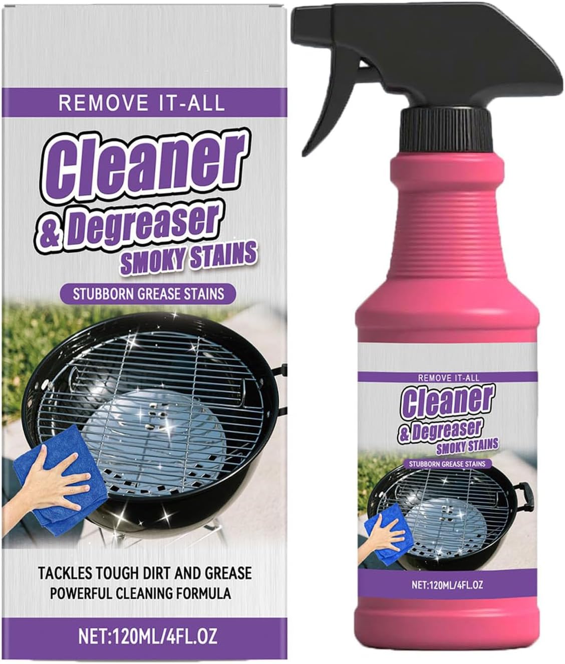 Fast-Acting Heavy-Duty Grill Degreaser Spray, BBQ Degreaser Cleaner Heavy Duty, Smoky Stains, And Stubborn Grease (2Pcs)